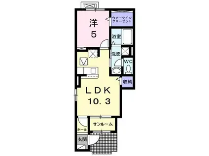 グレイス・ヒル(1LDK/1階)の間取り写真