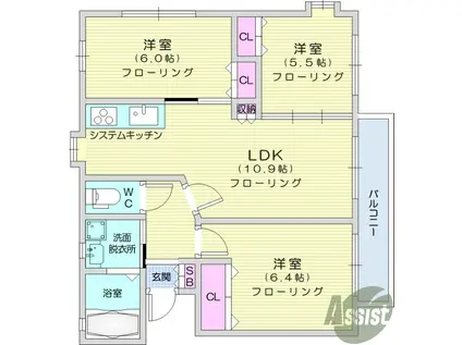 310フレクション(3LDK/2階)の間取り写真