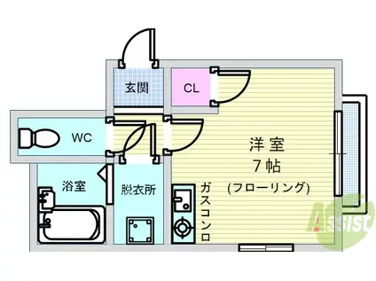 シャンピア蛍(ワンルーム/3階)の間取り写真