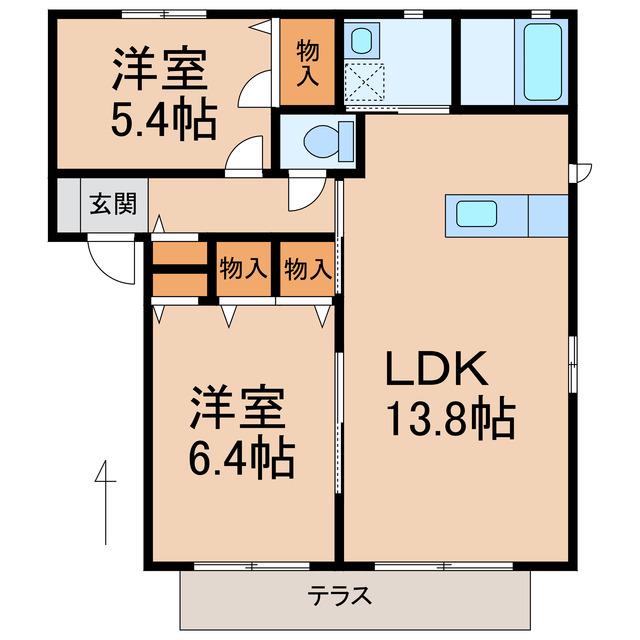 アン・セリジェII(2LDK/1階)の間取り写真