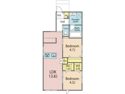 ホワイトプレインズ(2LDK/1階)の間取り写真