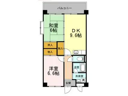 ノーブル・ヴィレッジ(2DK/4階)の間取り写真