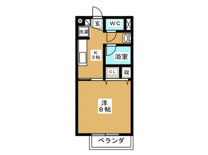 SURPLUS I SKYHILLS A(1K/2階)の間取り写真