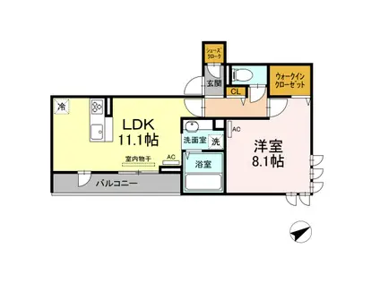 ERDE城北(1LDK/2階)の間取り写真
