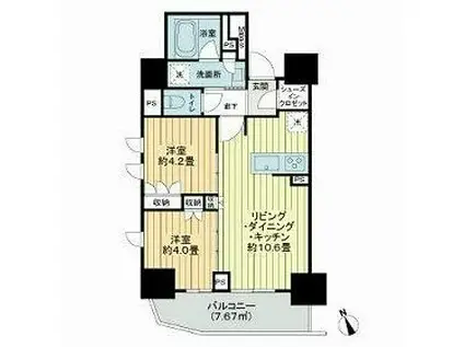 ライオンズ早稲田ミレス(2LDK/12階)の間取り写真