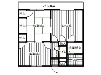 SY桃山(2DK/2階)の間取り写真