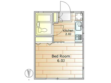 サニーハウス栗山II(1K/1階)の間取り写真