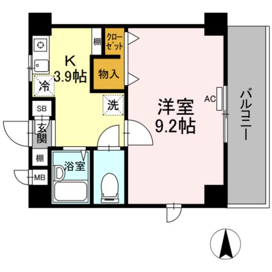 メゾンなかやま(1K/2階)の間取り写真