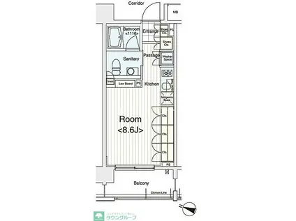イプセ多摩川緑地(ワンルーム/5階)の間取り写真