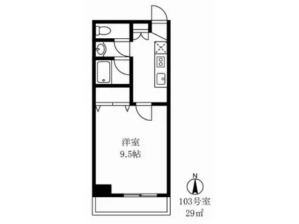 メルヴェイユII(1K/1階)の間取り写真