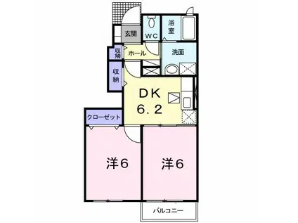 F・グローリアII(2DK/1階)の間取り写真
