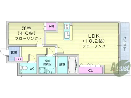 エスポワール(1LDK/1階)の間取り写真