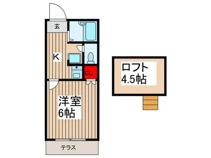 ジェイテラス春日部(1K/1階)の間取り写真