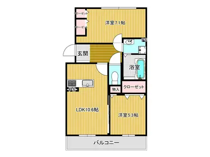 パークヴィラ下南部III棟(2LDK/2階)の間取り写真