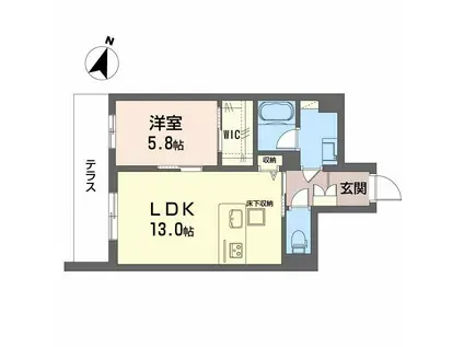 モンセル(1LDK/1階)の間取り写真