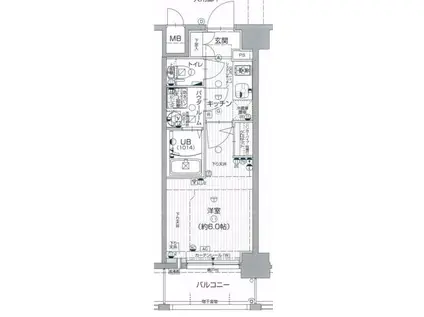 エスリード神戸兵庫駅アクアヴィラ(1K/2階)の間取り写真