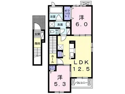 ベルコート高針A(2LDK/2階)の間取り写真