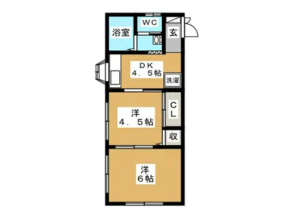 サレム飯山(2DK/1階)の間取り写真