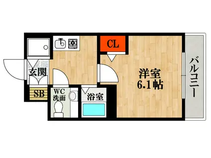 ジュネス東住吉(1K/8階)の間取り写真