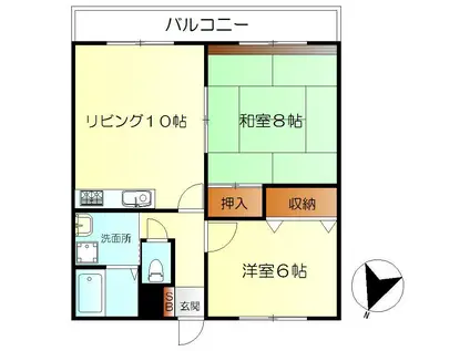 ノルド21(2LDK/2階)の間取り写真