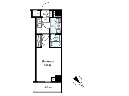 メディフィス千住大橋駅前(1K/3階)の間取り写真