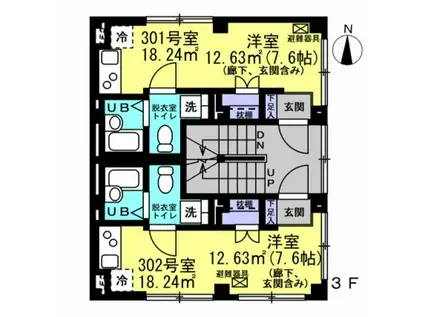 ザ・レジデンシャル 蔵前(ワンルーム/3階)の間取り写真