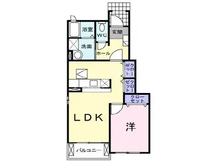 ラフレシール A(1LDK/1階)の間取り写真