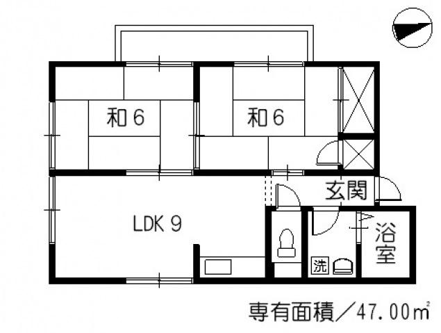 ハイツハーモニーA棟(2LDK/2階)の間取り写真