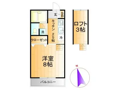 リーベン東横(1K/2階)の間取り写真