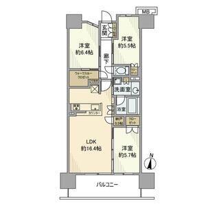 インプレスト所沢(3LDK/10階)の間取り写真