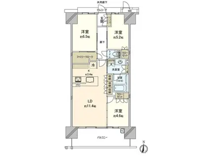 プレミスト岡山ザ・レジデンス(3LDK/13階)の間取り写真