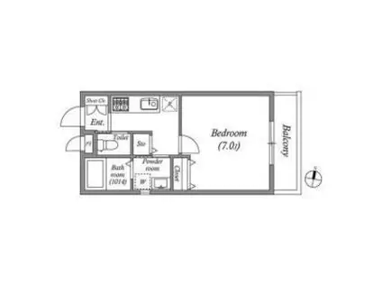 GRAND CASA TENJINGAWA(1K/2階)の間取り写真