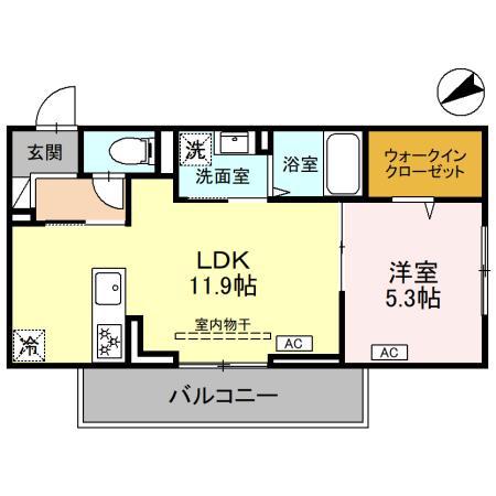 フェリーチェ MAEBASHI(1LDK/2階)の間取り写真
