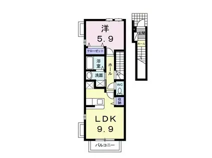 スウィートM・K(1LDK/2階)の間取り写真