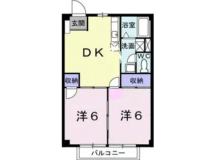 カーム植上I(2DK/1階)の間取り写真