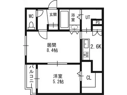 グランメール栄通10(1LDK/1階)の間取り写真