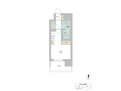 BRILLIA IST西新(ワンルーム/15階)の間取り写真