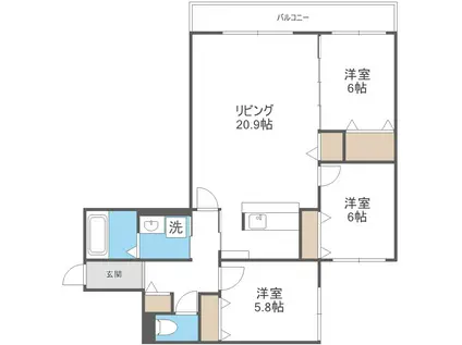 レインボーロード宮の森2ND(3LDK/2階)の間取り写真