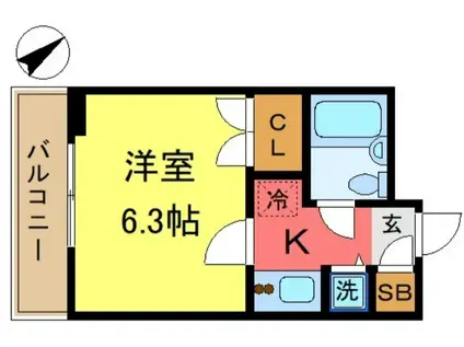 ワコーレ四ツ木(1K/1階)の間取り写真