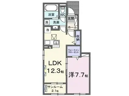 ルアナガーデンI(1LDK/1階)の間取り写真