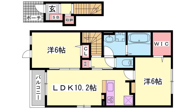 ル ボヌール赤穂I(1LDK/2階)の間取り写真