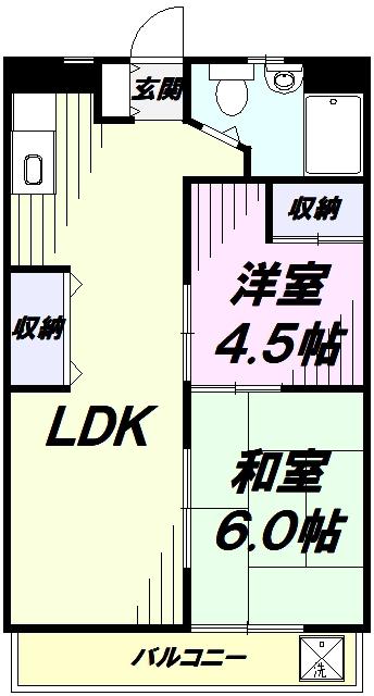 二宮ハイツ(3DK/1階)の間取り写真
