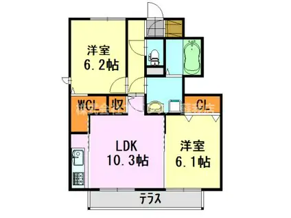 ひよどりパーク(2LDK/1階)の間取り写真