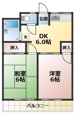 コーポ大野(2DK/1階)の間取り写真