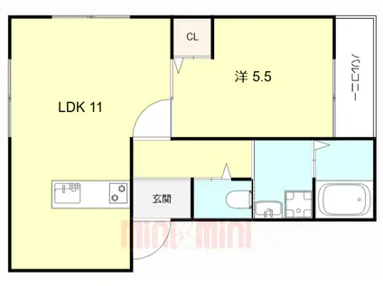 クレール常光寺(1LDK/1階)の間取り写真