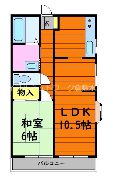 リバティ安原III(2DK/1階)の間取り写真