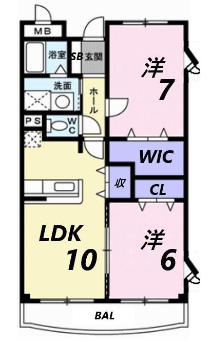 フラッツ・アイII(2LDK/2階)の間取り写真