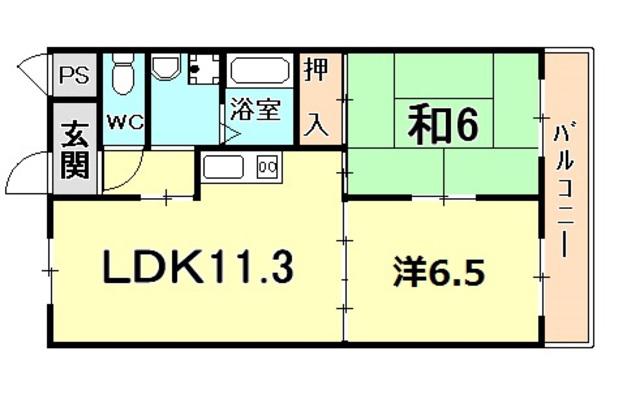 プロスペール門戸(2LDK/1階)の間取り写真