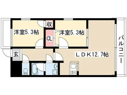 クレアートノムラ(2LDK/7階)の間取り写真