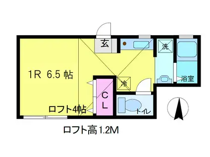 グリーンハイム(ワンルーム/1階)の間取り写真